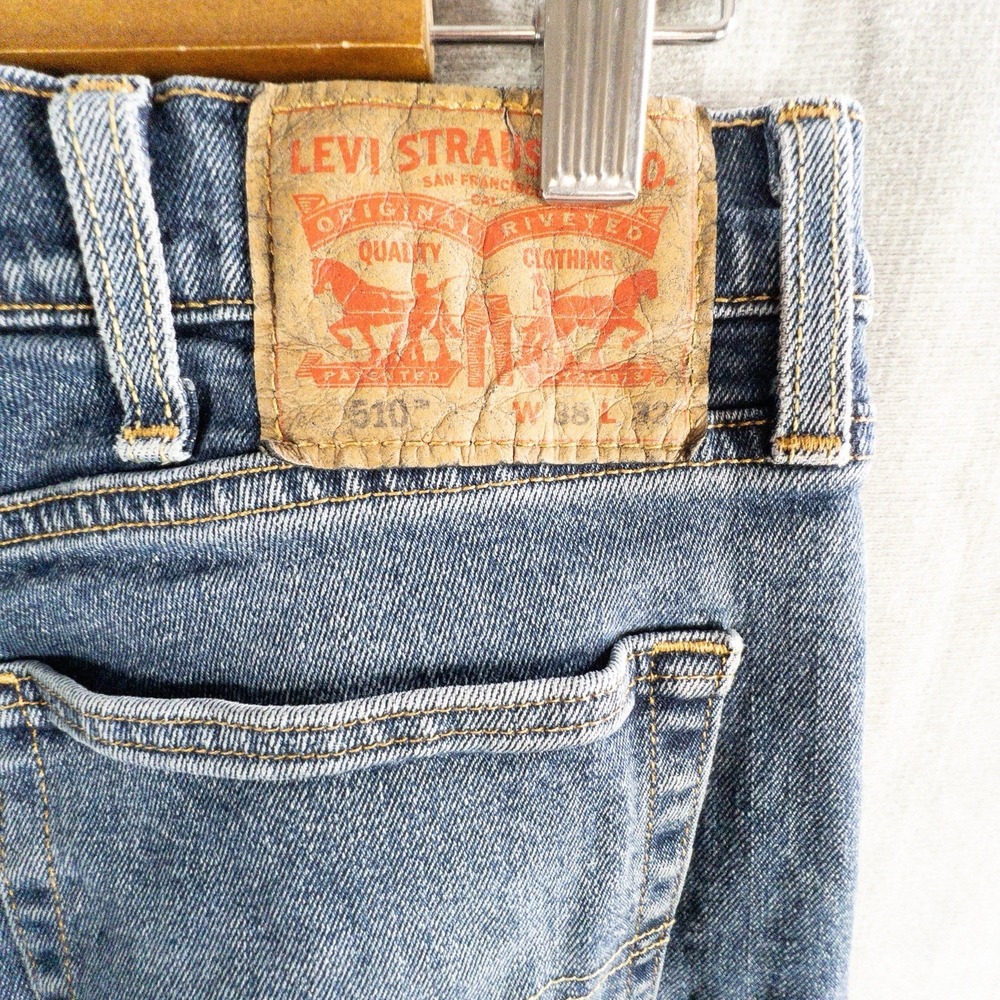 Levis 510 Blue Jeans Mens 38x32 Skinny Fit Cotton Levi's Denim Workwear Preppy - Picture 3 of 7